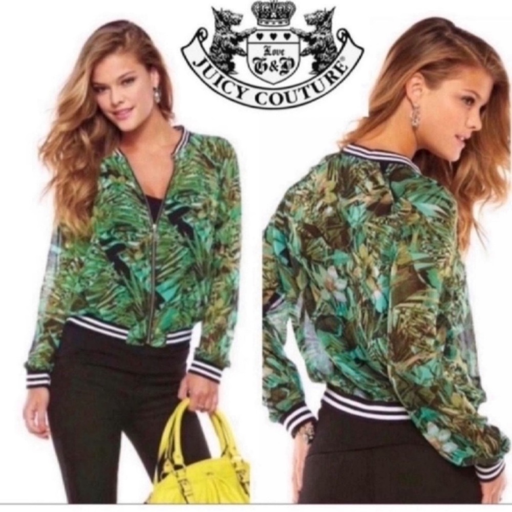 Juicy Couture Green Leaf Print Women's Jacket M